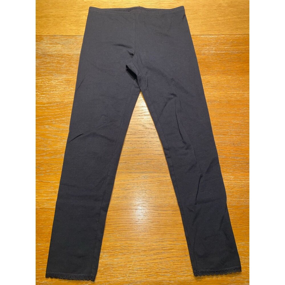 Old Navy Girls Black Lace Trim Leggings XL 95% Cotton 5% Spandex